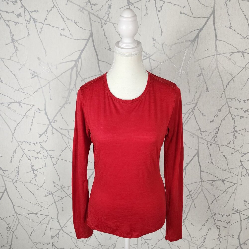 Segments Red 100% Merino Wool Round Neck Baselayer Long Sleeve